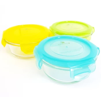 3 glass bowls 210ml - Aqua Green Yellow