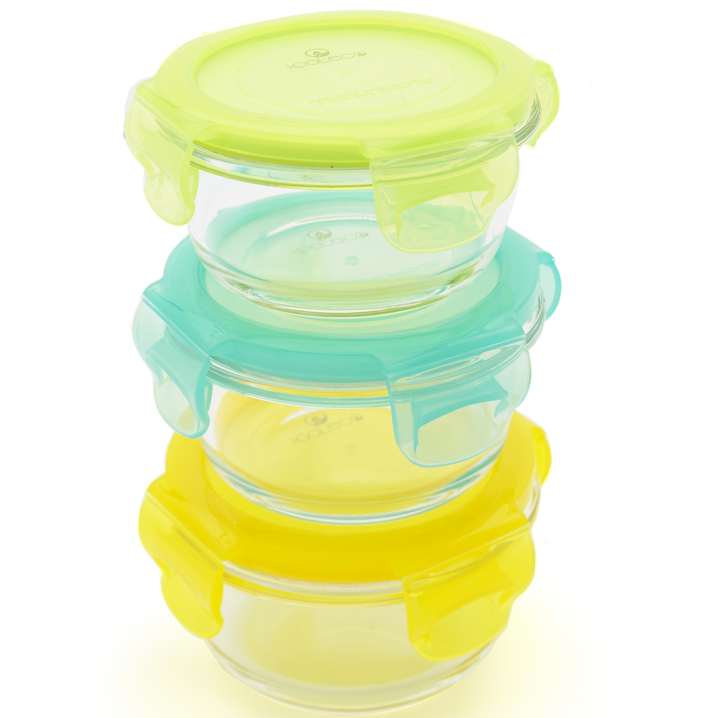 3 glass bowls 210ml - Aqua Green Yellow