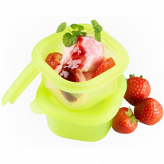 2 silicone food containers 180ml - Lime